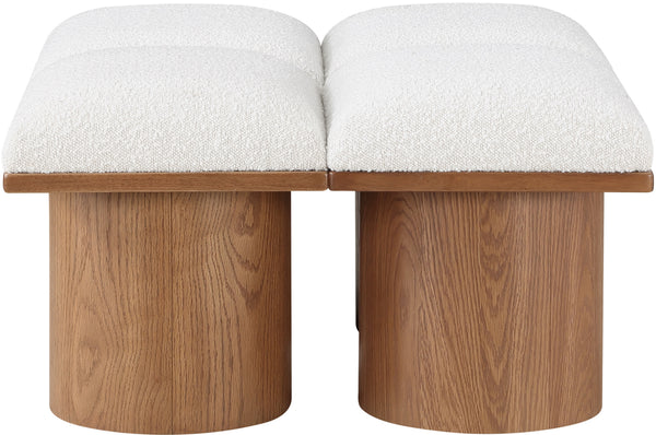 Pavilion Cream Boucle Fabric Bench 467Cream-4D Meridian Furniture