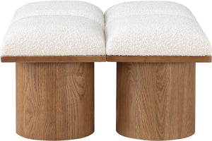 Pavilion Cream Boucle Fabric Bench 467Cream-4D Meridian Furniture