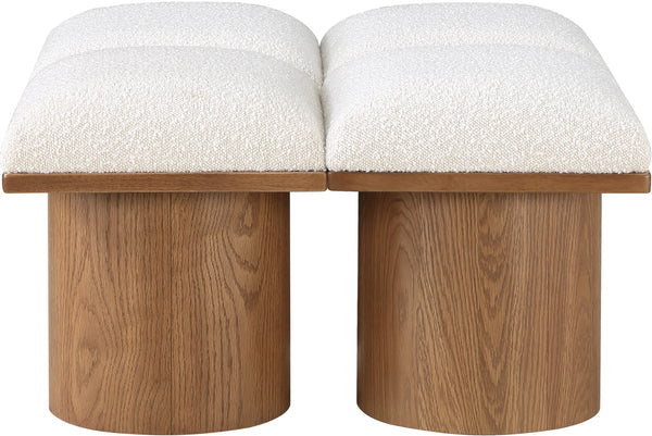 Pavilion Cream Boucle Fabric Bench 467Cream-4D Meridian Furniture