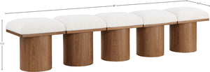 Pavilion Cream Boucle Fabric Bench 467Cream-5A Meridian Furniture