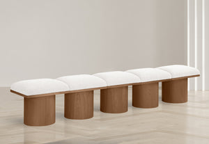 Pavilion Cream Boucle Fabric Bench 467Cream-5A Meridian Furniture