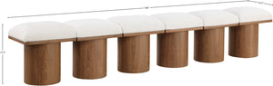 Pavilion Cream Boucle Fabric Bench 467Cream-6A Meridian Furniture