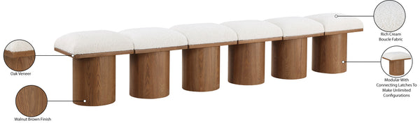 Pavilion Cream Boucle Fabric Bench 467Cream-6A Meridian Furniture