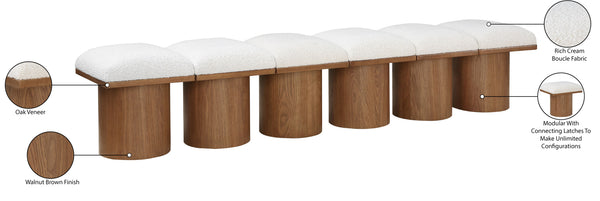 Pavilion Cream Boucle Fabric Bench 467Cream-6B Meridian Furniture