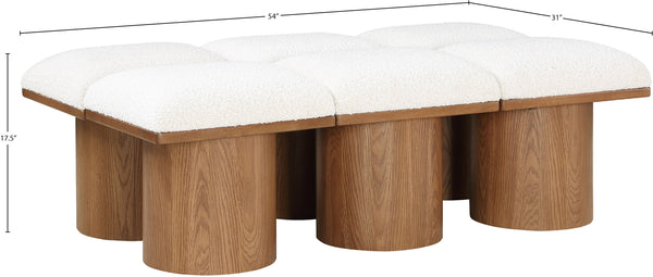 Pavilion Cream Boucle Fabric Bench 467Cream-6C Meridian Furniture