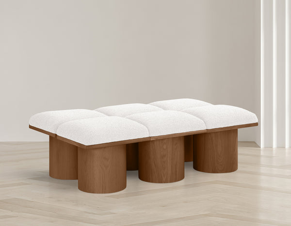 Pavilion Cream Boucle Fabric Bench 467Cream-6C Meridian Furniture