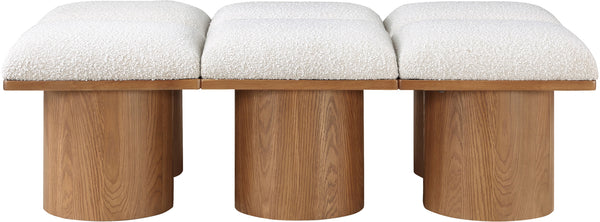 Pavilion Cream Boucle Fabric Bench 467Cream-6C Meridian Furniture