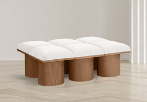 Pavilion Cream Boucle Fabric Bench 467Cream-6D Meridian Furniture