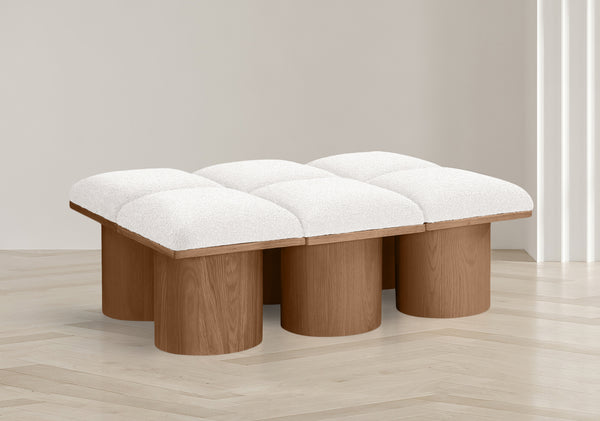 Pavilion Cream Boucle Fabric Bench 467Cream-6D Meridian Furniture