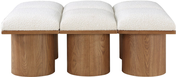 Pavilion Cream Boucle Fabric Bench 467Cream-6D Meridian Furniture