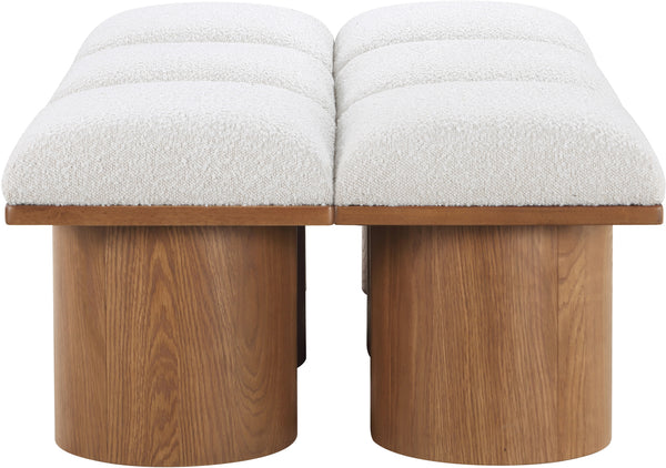 Pavilion Cream Boucle Fabric Bench 467Cream-6D Meridian Furniture