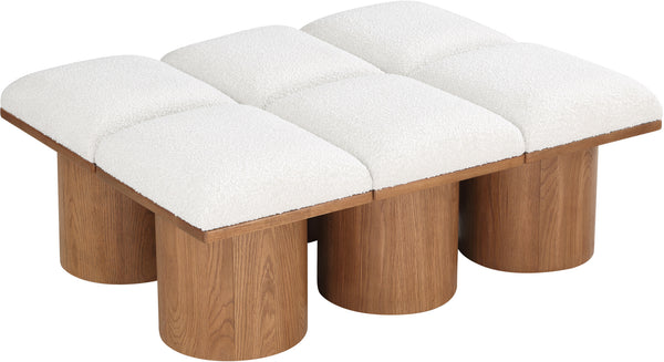 Pavilion Cream Boucle Fabric Bench 467Cream-6D Meridian Furniture