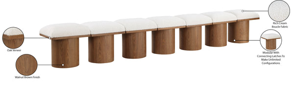 Pavilion Cream Boucle Fabric Bench 467Cream-7A Meridian Furniture