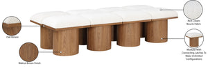 Pavilion Cream Boucle Fabric Bench 467Cream-8C Meridian Furniture
