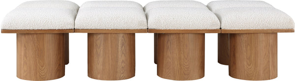 Pavilion Cream Boucle Fabric Bench 467Cream-8C Meridian Furniture