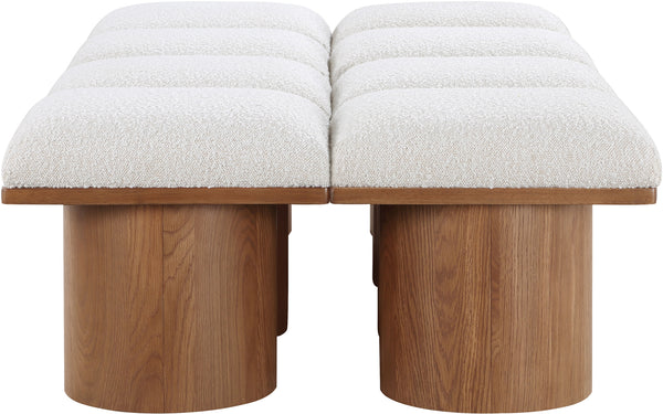 Pavilion Cream Boucle Fabric Bench 467Cream-8C Meridian Furniture