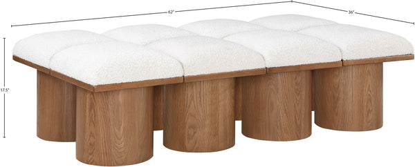 Pavilion Cream Boucle Fabric Bench 467Cream-8D Meridian Furniture