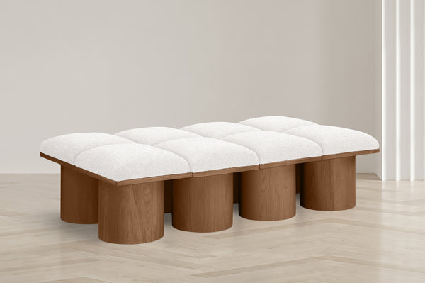 Pavilion Cream Boucle Fabric Bench 467Cream-8D Meridian Furniture