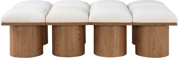 Pavilion Cream Boucle Fabric Bench 467Cream-8D Meridian Furniture
