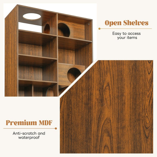 English Elm Modern Wood Grain Bookshelf Cat Habitat with Climbing Cubbies for Living Room Brown N752P395027D