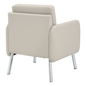 OSP Home Furnishings Lounge Chair with Faux Leather Upholstery and Chrome Legs for Reception or Waiting Areas Chair Cream SL5601-PD28