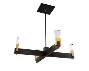 Sunpan DENZEL Artisan-Crafted Chandelier - Modern Black Frame with Acrylic Shades & Brass Accents, Unique Design 107999