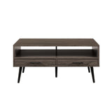 Walker Edison Slate Grey 2-Drawer Coffee Table: Modern, Storage, Metal Legs, 40 x 22 x 18