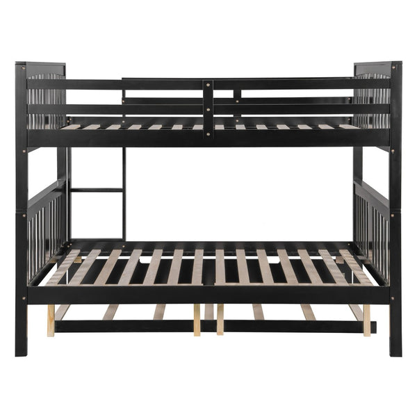 English Elm Full Over Bunk Bed with Twin Trundle Solid Pine Frame Gray Convertible LT100204AAP-1