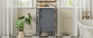English Elm 18-Inch Modern Bathroom Vanity with Sink Compact Retro Design Durable MDF & Solid Wood Legs Storage-Friendly Gray N710P257401E