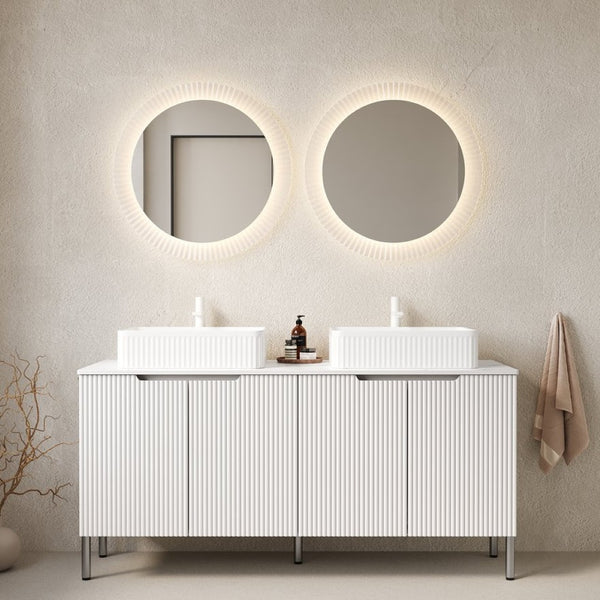 English Elm Turio 60" Freestanding Bathroom Vanity Set With Carrara White Countertop & Soft-Close Storage Doors W2615S00131-GIGA