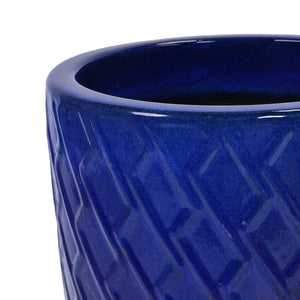 English Elm Ceramic Modern Flowerpot - Handcrafted Dark Blue Planter For Stylish Indoor & Outdoor Spaces W3273P326365