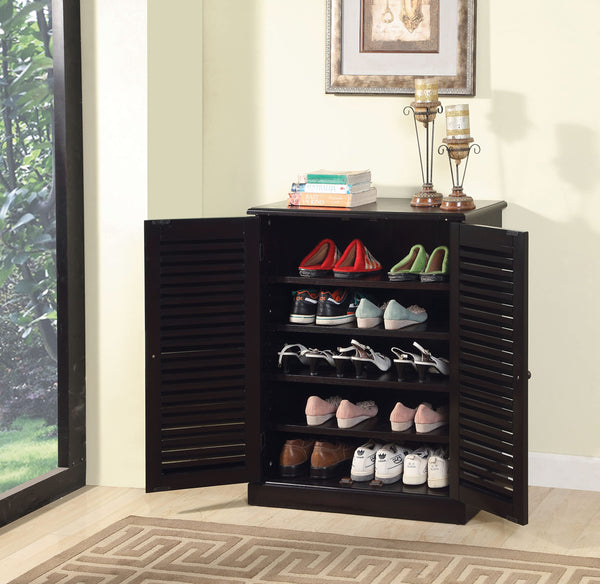 English Elm Modern Shoe Cabinet with Louver Doors and Adjustable Shelves — Compact 30"W x15"D x34.5"H Organizer and Entryway Storage Solution Espresso 36 L x 33 W x 7 H B011P191541