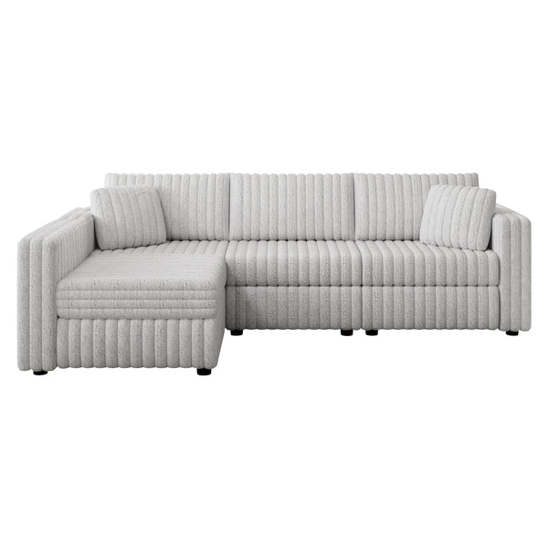 English Elm 106.3" Light Gray Modular L-Shaped Sofa - Stylish Comfort For 4, Hidden Storage & Plush Pillows! W1767S00011