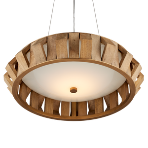 Plunge Chandelier: Stunning Mid-Century Modern Wood Pendant Light with Adjustable Height & LED Glow