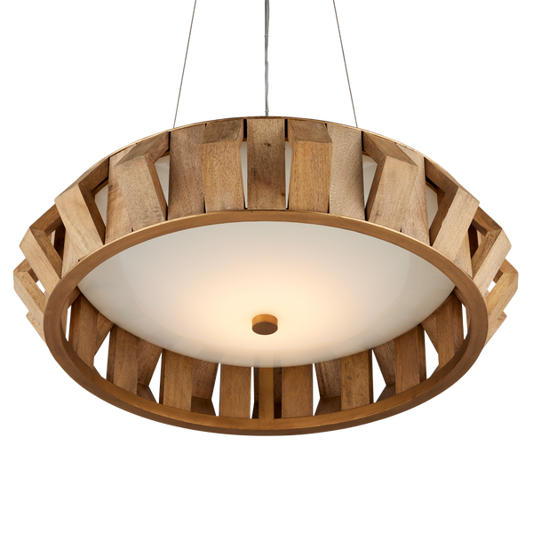 Plunge Chandelier: Stunning Mid-Century Modern Wood Pendant Light with Adjustable Height & LED Glow
