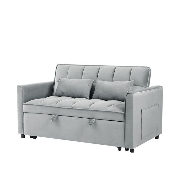 English Elm 55.1-inch Convertible Velvet Futon Sofa Bed with Storage and Adjustable Iron Frame W2564P445798