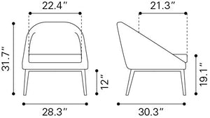 Carter Accent Chair Gray 109876 Zuo Modern