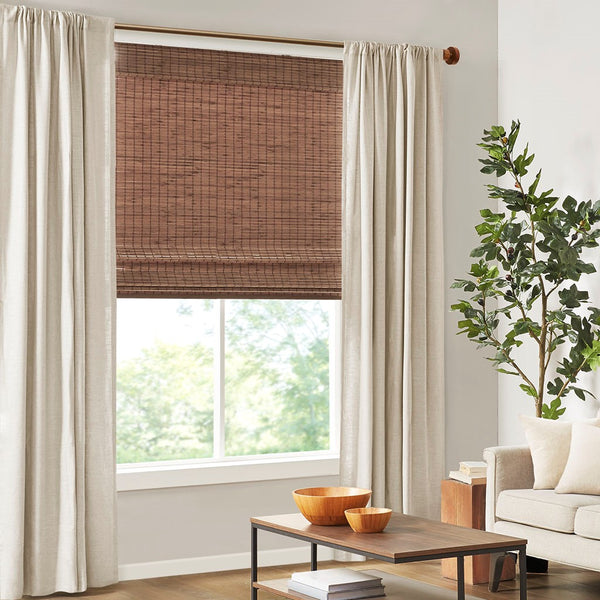 English Elm Bamboo Light Filtering Roman Shade 64"L - Eco-Friendly, Privacy Enhancing, Easy Install Window Treatment B035129696
