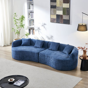 English Elm 111" L Shaped Cloud Sofa Plush Chenille Upholstered High Density Foam Apartment Living Room Blue W1669S00055