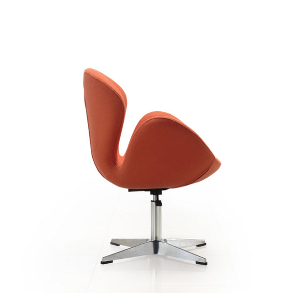English Elm Raspberry Upholstered Swivel Lounge Chair with Adjustable Height, Polished Chrome Base & Modern Seat Design Orange B365P397964