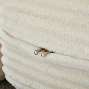 English Elm Modern Full Size Folding Sofa Bed with Plush Corduroy, 2 Pillows, 15" Foam Mattress, No Assembly Required Beige+White W1885P347080