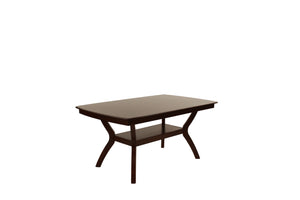 English Elm Formal 66" Square Dining Table with Open Shelf, Espresso Solid Wood Veneer, Contemporary Design B011P207142