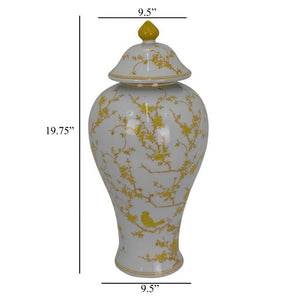 English Elm Avery Sculptural Ceramic Vase with Spiral Ribbed Texture for Modern Home Decor Yellow+White B056P416930