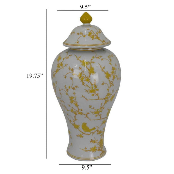 English Elm Avery Sculptural Ceramic Vase with Spiral Ribbed Texture for Modern Home Decor Yellow+White B056P416930