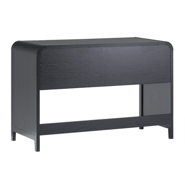 English Elm Walker Edison - Modern Curved Waterfall Desk with Drawers and Rounded Edge Design, Durable MDF Surface, Stylish Statement Pulls Black 49 L x 24 W x 6.63 H B185P200189