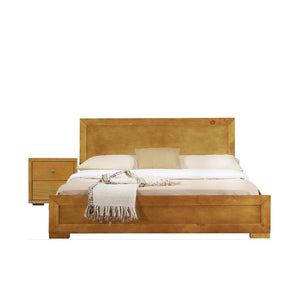 Homeroots Moma Oak Wood Platform Twin Bed With Nightstand Oak Wood 468258