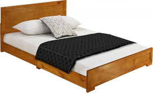 HomeRoots Moma Modern Wooden Platform Bed with Nightstand – Sleek Design, Durable Construction & Storage Solution Oak Queen 468259