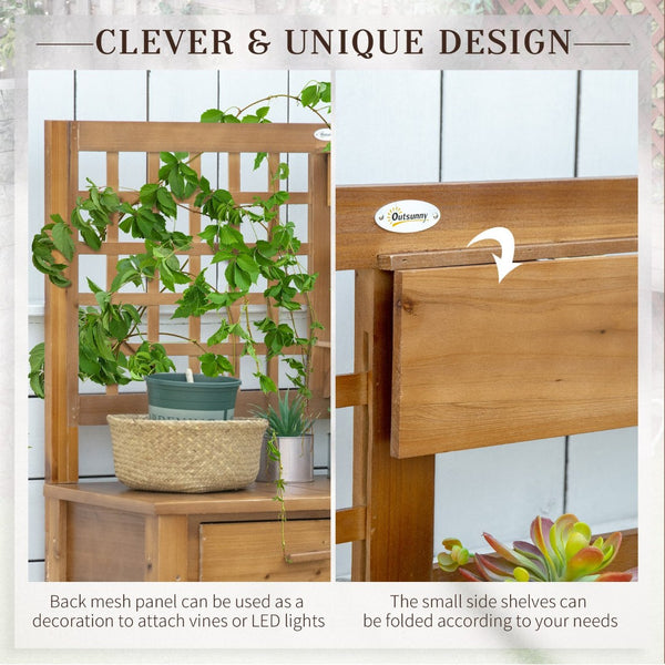 English Elm Outsunny Versatile Wooden Potting Bench With Shelves & Trellis, Perfect Outdoor Garden Workstation W2225P217252-GIGA