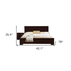 Homeroots Moma Espresso Wood Platform Twin Bed With Nightstand Espresso Wood 468264