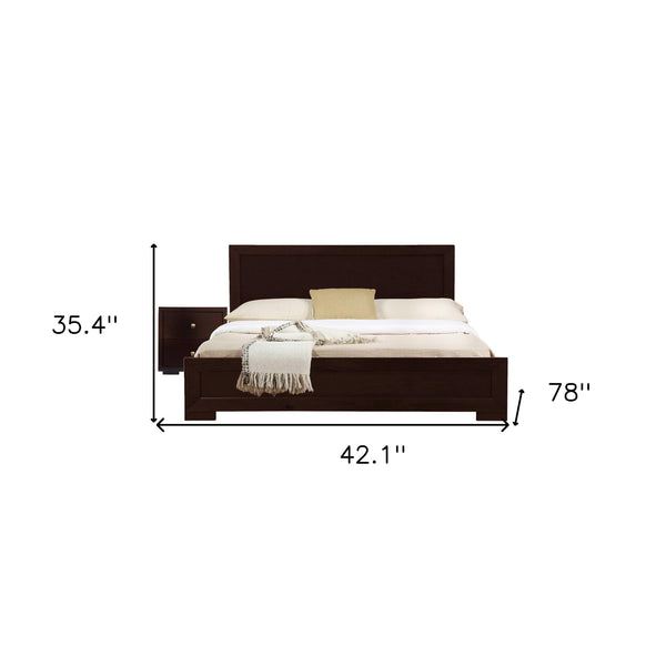 Homeroots Moma Espresso Wood Platform Twin Bed With Nightstand Espresso Wood 468264